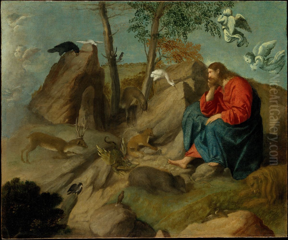 Christ in the Wilderness Oil Painting by Alessandro Bonvicino (Moretto da Brescia)
