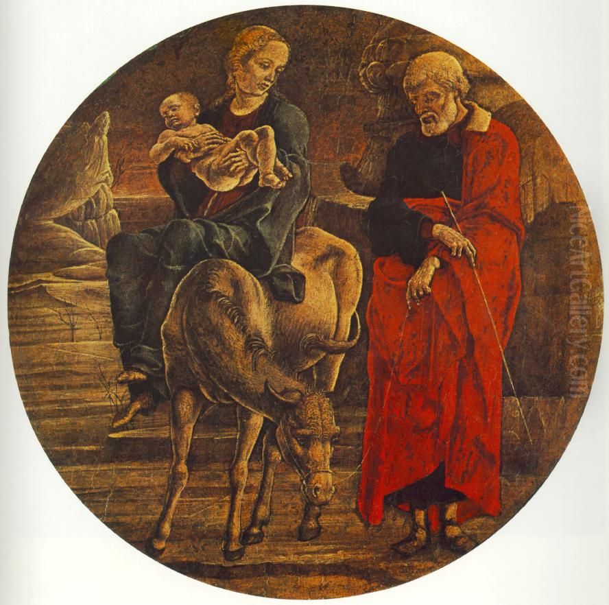 Flight to Egypt (from the predella of the Roverella Polyptych) Oil Painting by Cosimo Tura