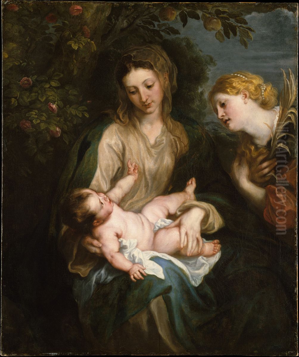 Virgin and Child with Saint Catherine of Alexandria Oil Painting by Sir Anthony Van Dyck