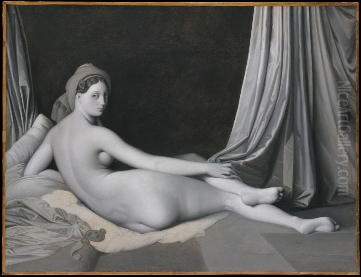 Odalisque in Grisaille Oil Painting by Jean Auguste Dominique Ingres