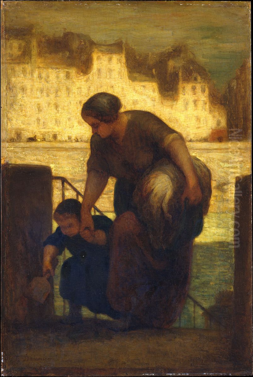 The Laundress Oil Painting by Honore Daumier