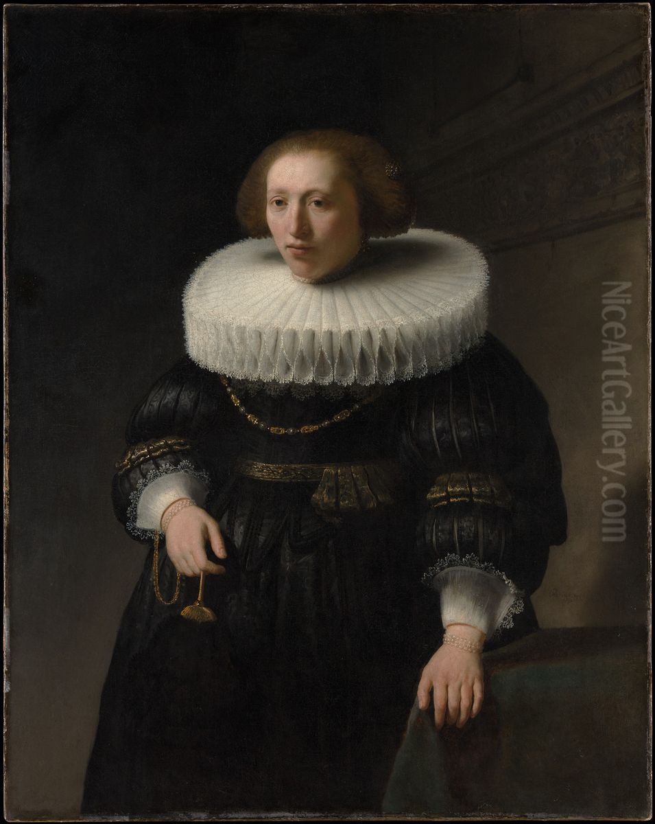 Portrait of a Woman, probably a Member of the Van Beresteyn Family Oil Painting by Rembrandt