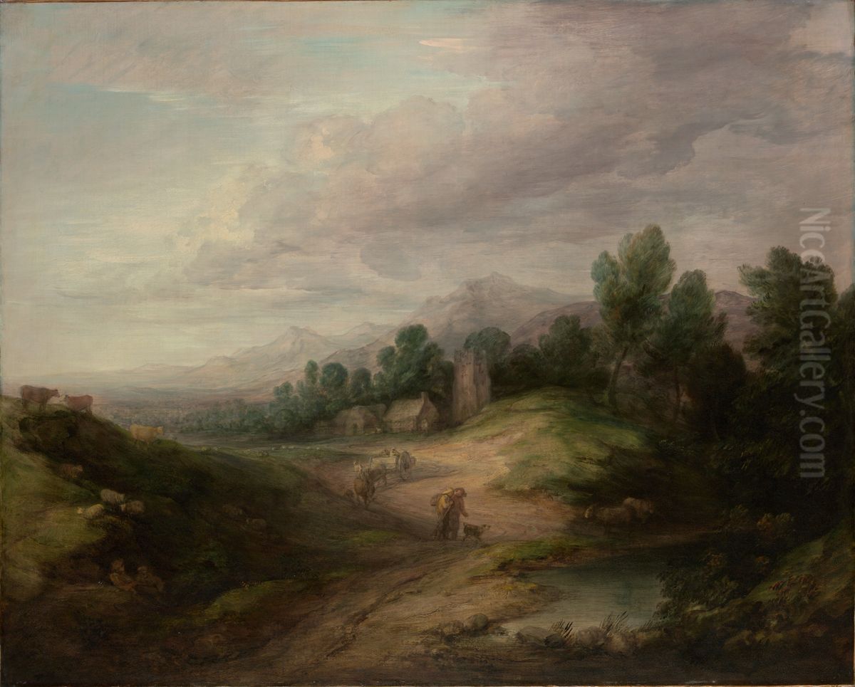 Wooded Upland Landscape Oil Painting by Thomas Gainsborough