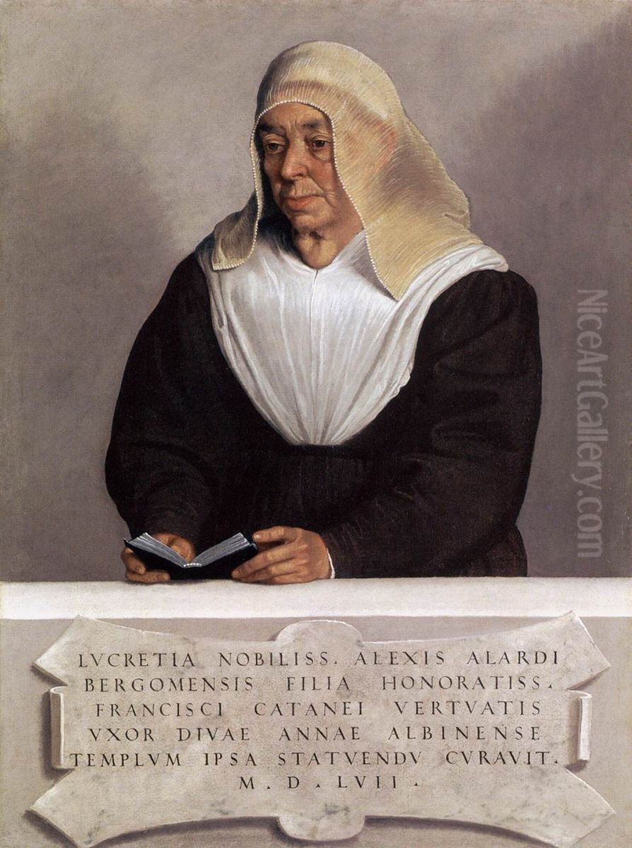 Lucrezia Agliardi Vertova (1490?-1558) Oil Painting by Giovanni Battista Moroni