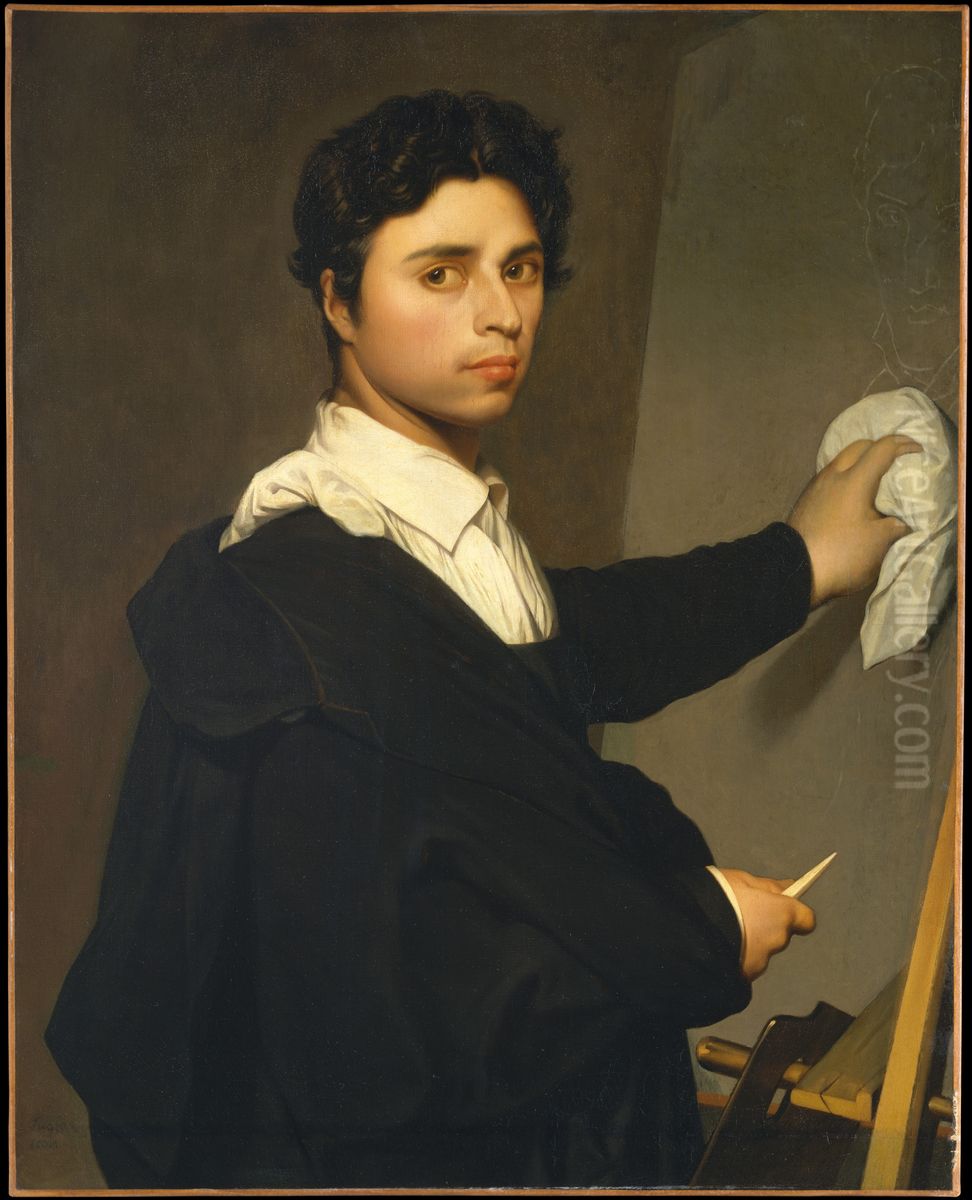 Ingres (1780-1867) as a Young Man Oil Painting by Laurence-Augustine Jube Hequet