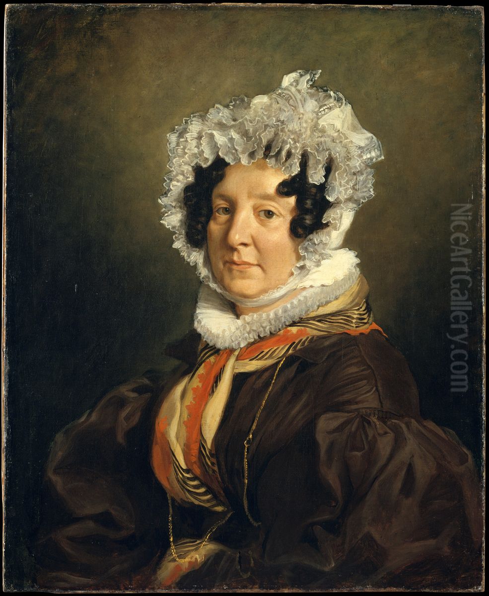 Madame Henri Francois Riesener (Felicite Longrois, 1786-1847) Oil Painting by Eugene Delacroix
