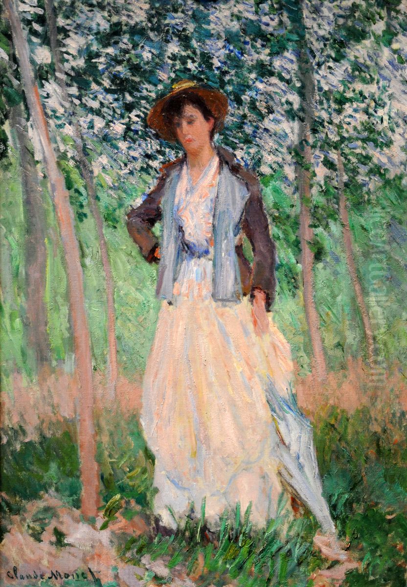 The stroller (Suzanne Hoschede) Oil Painting by Claude Oscar Monet