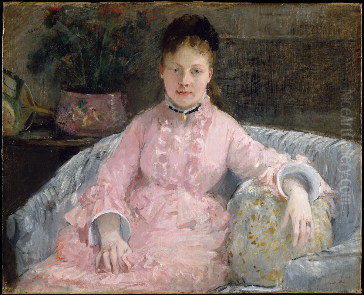 La robe rose (Albertie-Marguerite Carre, plus tard Madame Ferdinand-Henri Himmes, 1854-1935) Oil Painting by Berthe Morisot