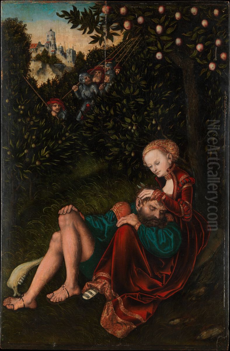 Samson   and  Delilah Oil Painting by Lucas Cranach the Elder