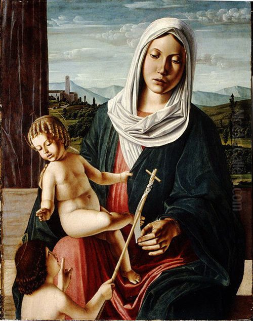 Madonna and Child with the Infant Saint John the Baptist Oil Painting by Michele Da Verona