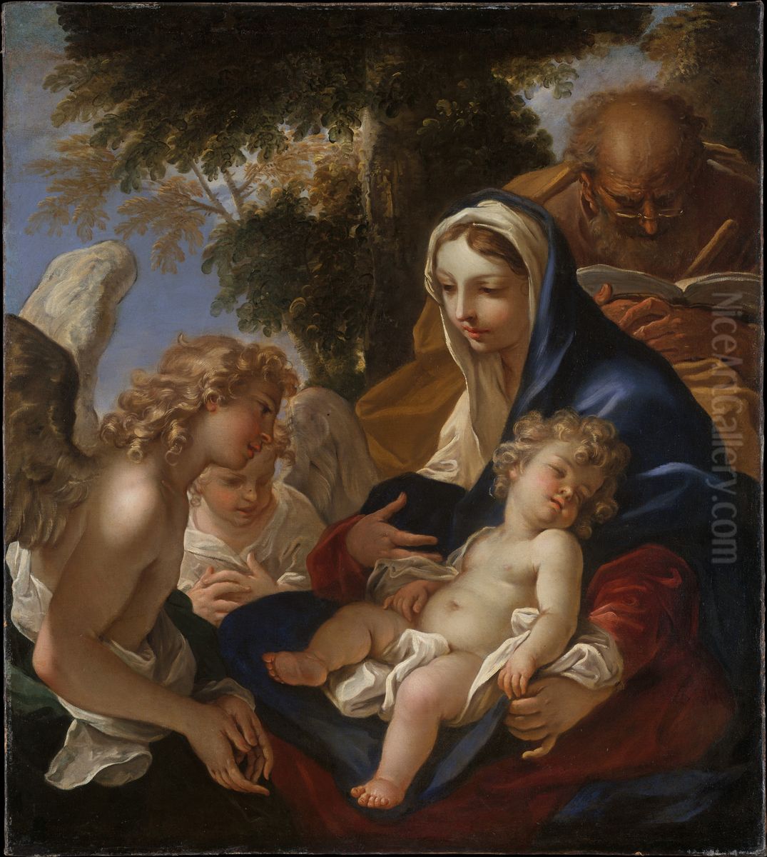 The Holy Family with Angels Oil Painting by Sebastiano Ricci