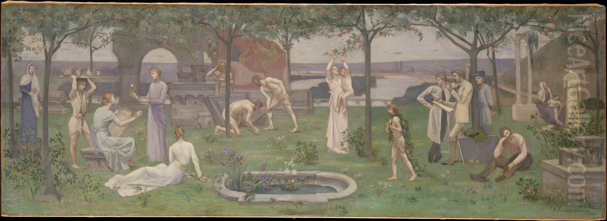 Inter artes et naturam (Between Art and Nature) Oil Painting by Pierre Puvis de Chavannes