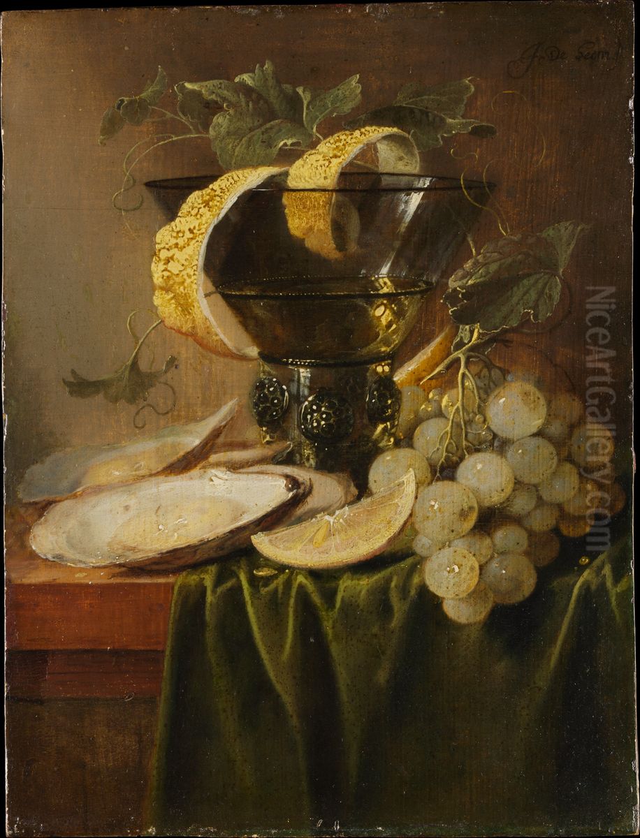 Still Life with a Glass and Oysters Oil Painting by Jan Davidsz. De Heem