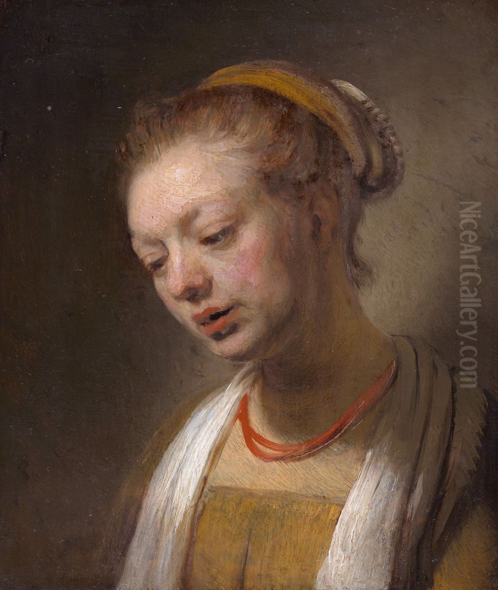 Young Woman with a Red Necklace Oil Painting by Rembrandt