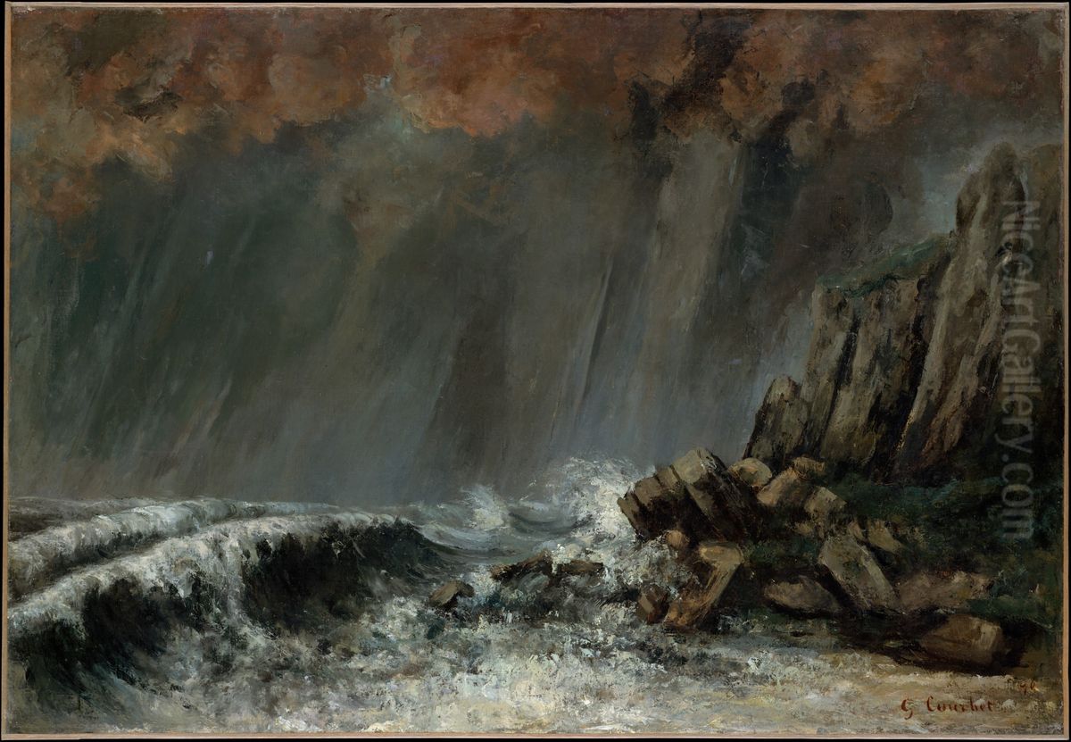 The Waterspout Oil Painting by Gustave Courbet