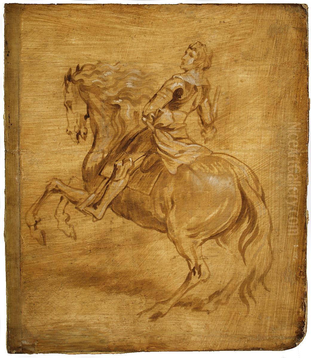 A Man Riding a Horse Oil Painting by Sir Anthony Van Dyck