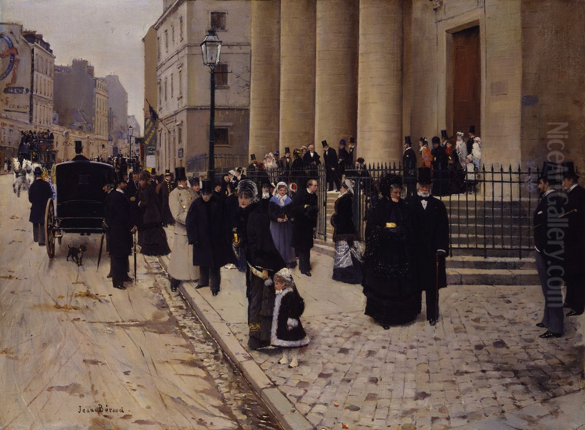 The Church of Saint-Philippe-du-Roule, Paris. Oil Painting by Jean Beraud