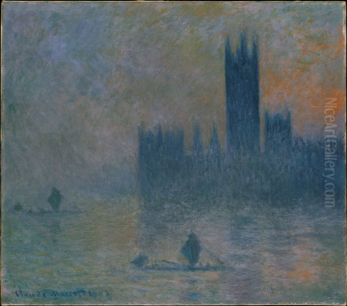 The Houses of Parliament (Effect of Fog) Oil Painting by Claude Oscar Monet