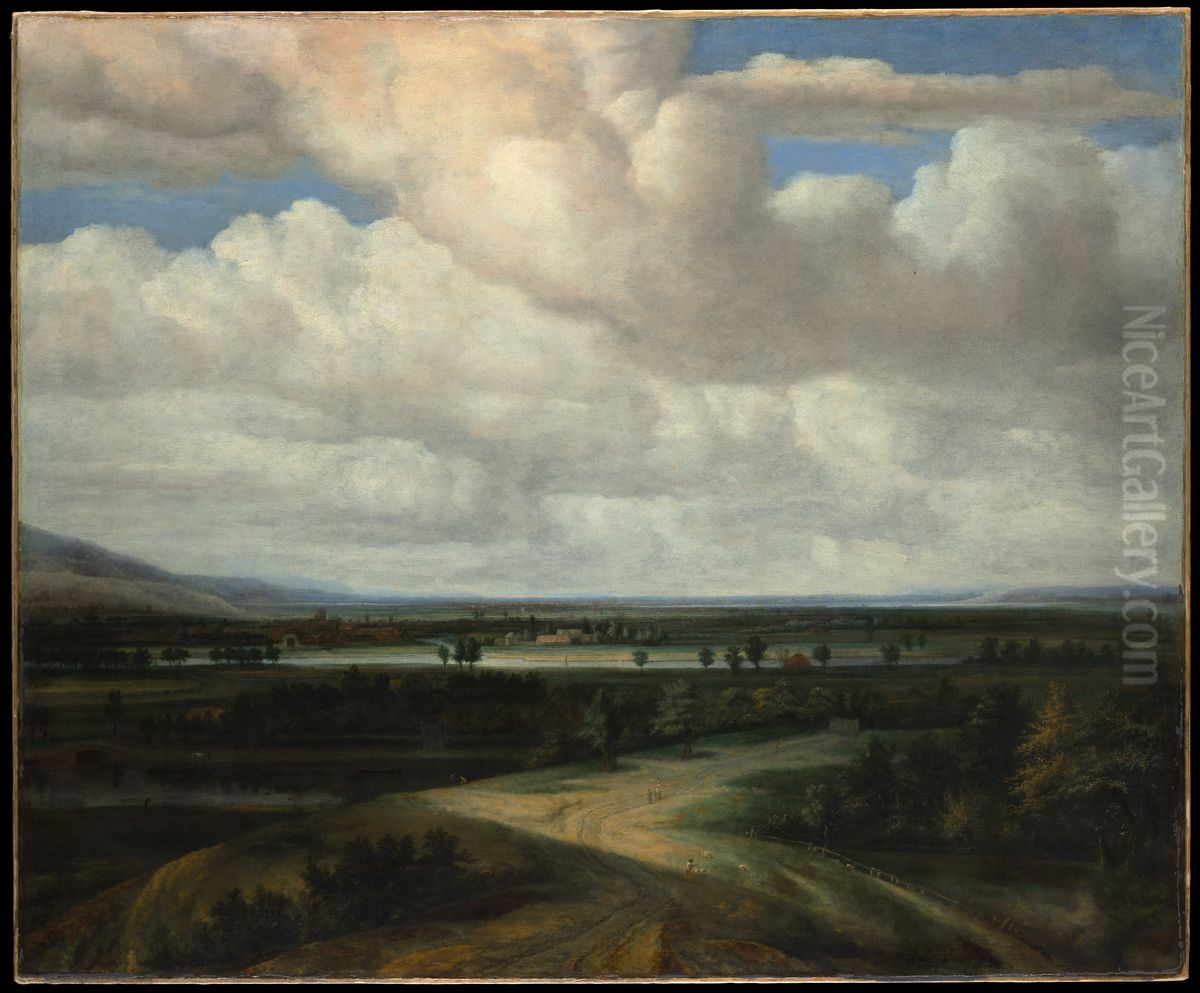 A Panoramic Landscape with a Country Estate Oil Painting by Philips Koninck