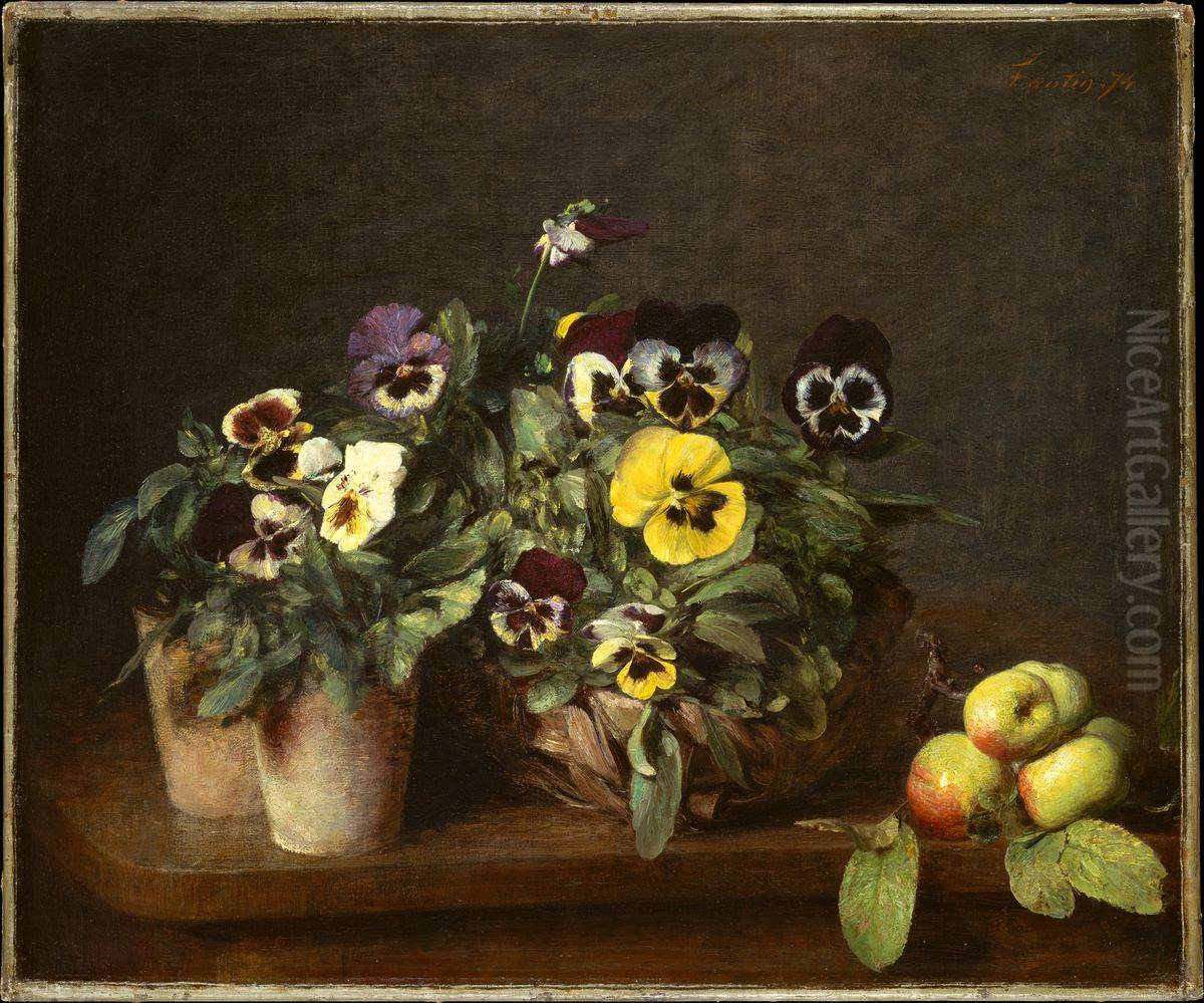 Still Life with Pansies Oil Painting by Henri Fantin-Latour