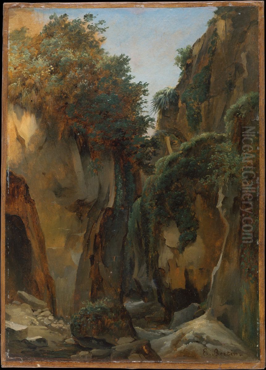 Ravine at Sorrento Oil Painting by Edouard Francois Bertin