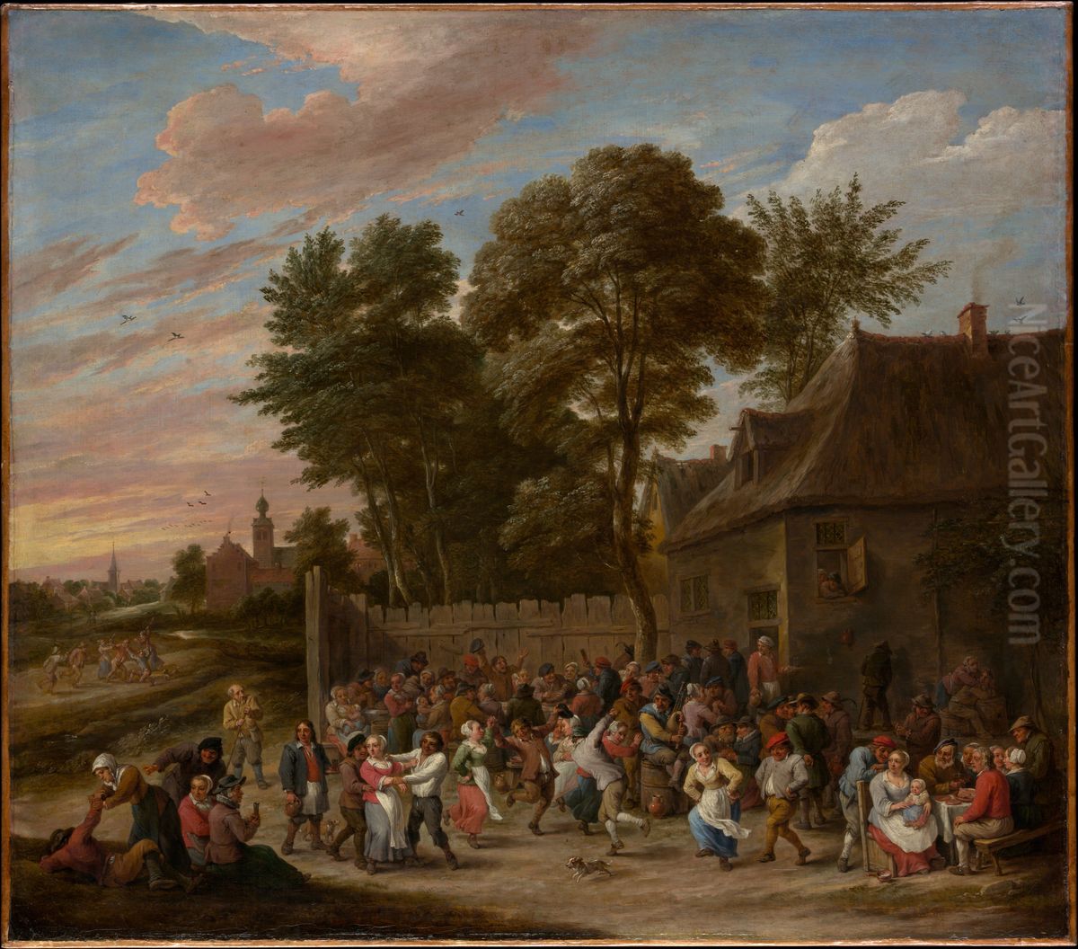 Peasants Dancing and Feasting Oil Painting by David Teniers the Younger