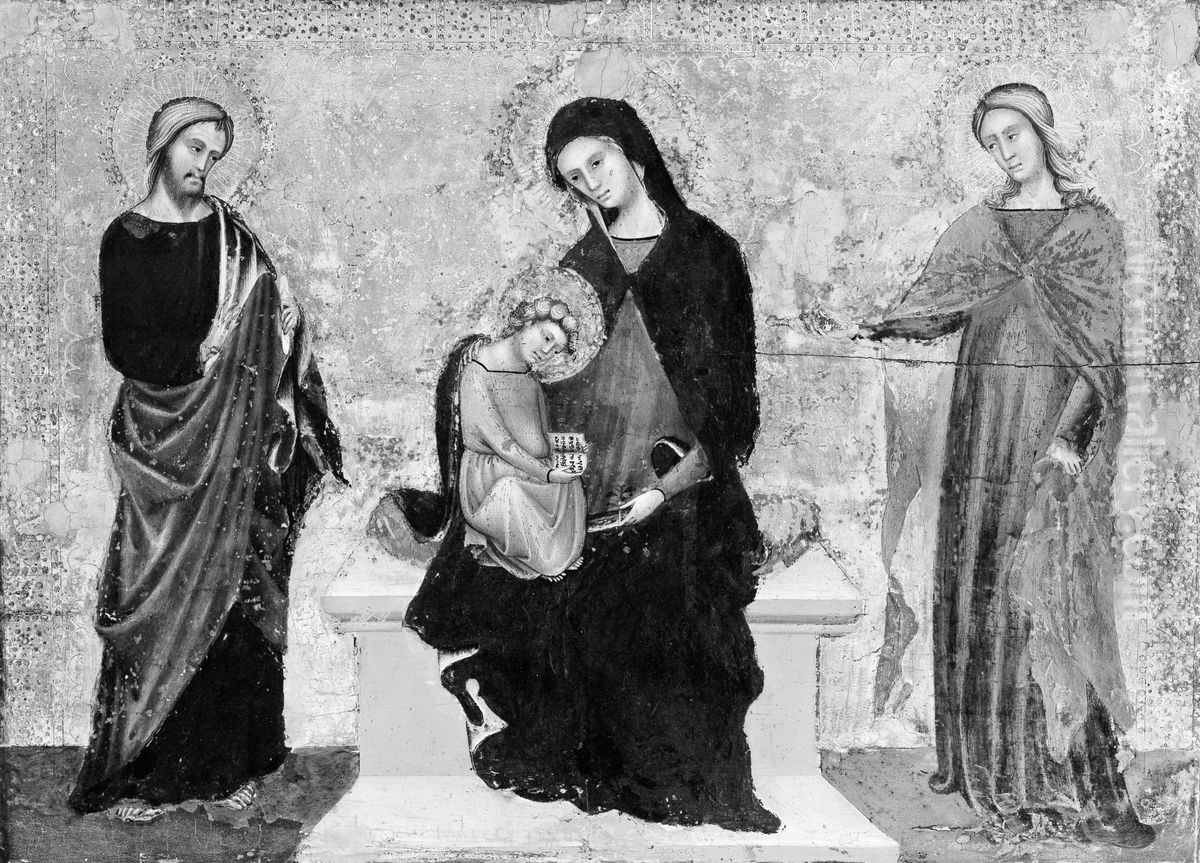 Madonna and Child Enthroned with Saints James Minor and Lucy Oil Painting by Paolo Veneziano