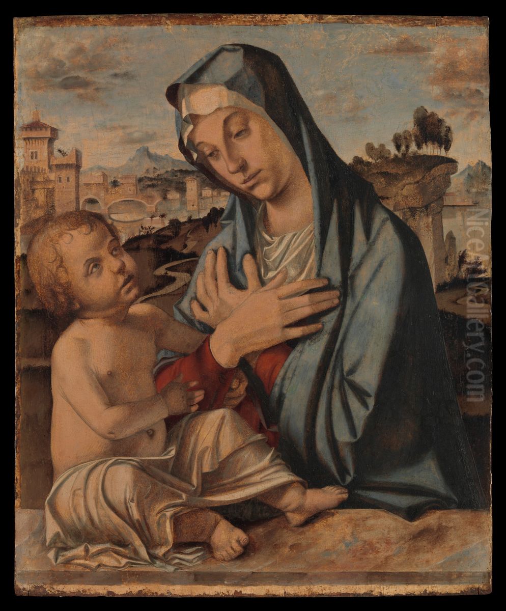 Madonna Adoring the Child Oil Painting by Bartolomeo Montagna