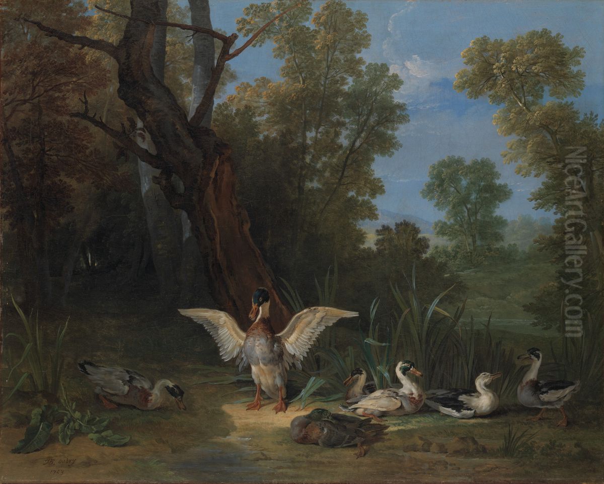 Ducks Resting in Sunshine Oil Painting by Jean-Baptiste Oudry