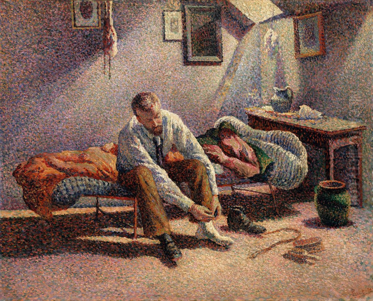 Morning, Interior Oil Painting by Maximilien Luce
