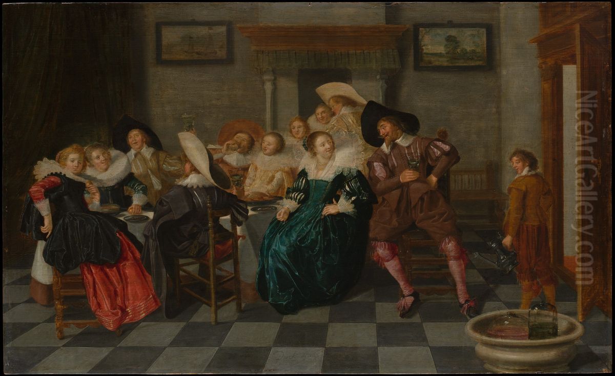 A Banquet Oil Painting by Dirck Hals