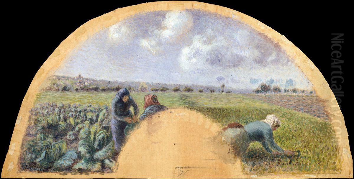 The Cabbage Gatherers Oil Painting by Camille Pissarro