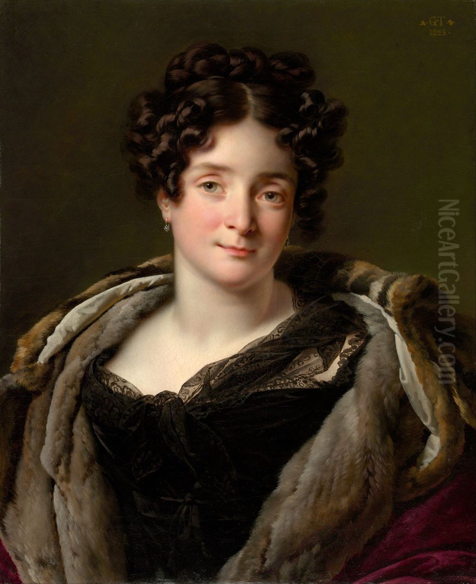 Madame Jacques-Louis-Etienne Reizet (Colette-Desiree-Therese Godefroy, 1782-1850) Oil Painting by Anne-Louis Girodet de Roucy-Triosson