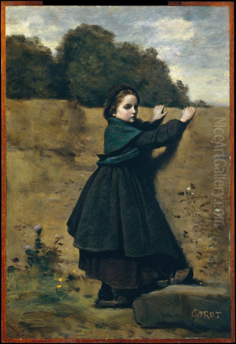 The Curious Little Girl Oil Painting by Jean-Baptiste Camille Corot