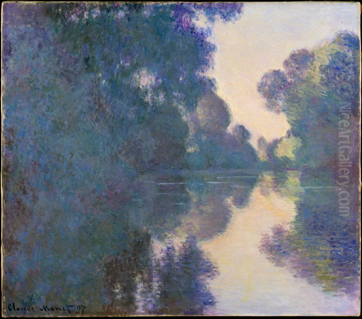 Morning on the Seine near Giverny Oil Painting by Claude Oscar Monet