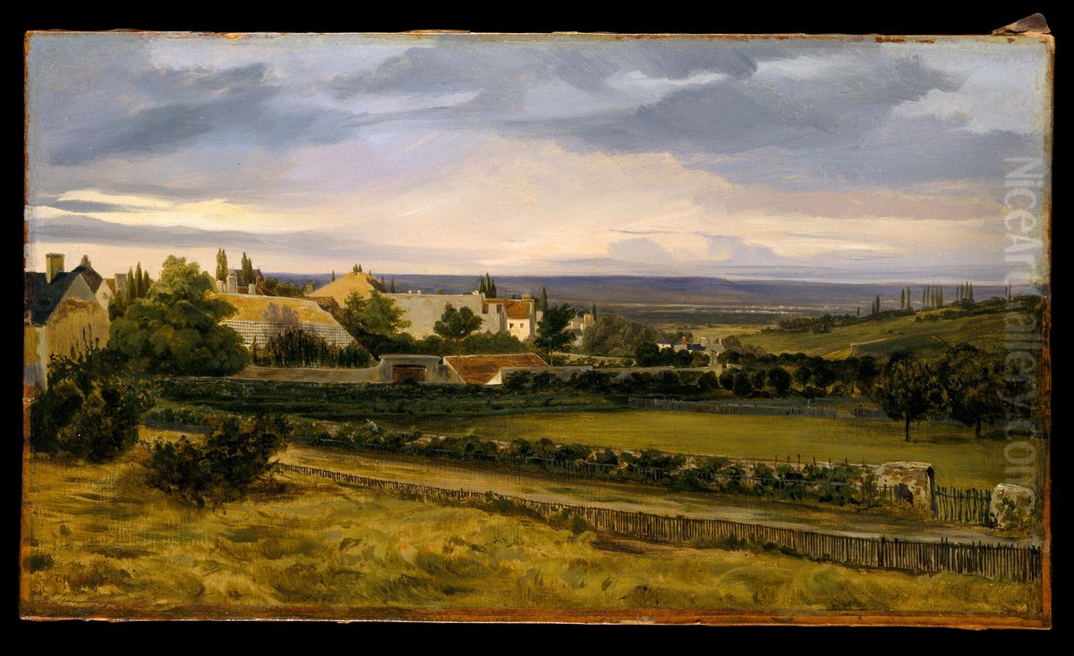 A Village in a Valley Oil Painting by Theodore Rousseau