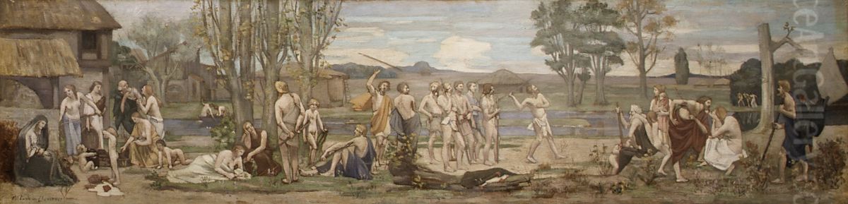 Ludus pro patria (Patriotic Games) Oil Painting by Pierre Puvis de Chavannes