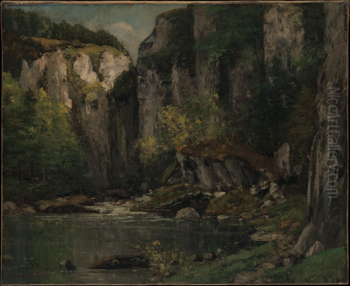 River and Rocks Oil Painting by Gustave Courbet