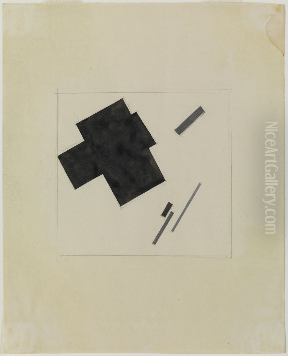 Untitled (Suprematist Composition). Oil Painting by Kasimir Sevrinovitch Malevich