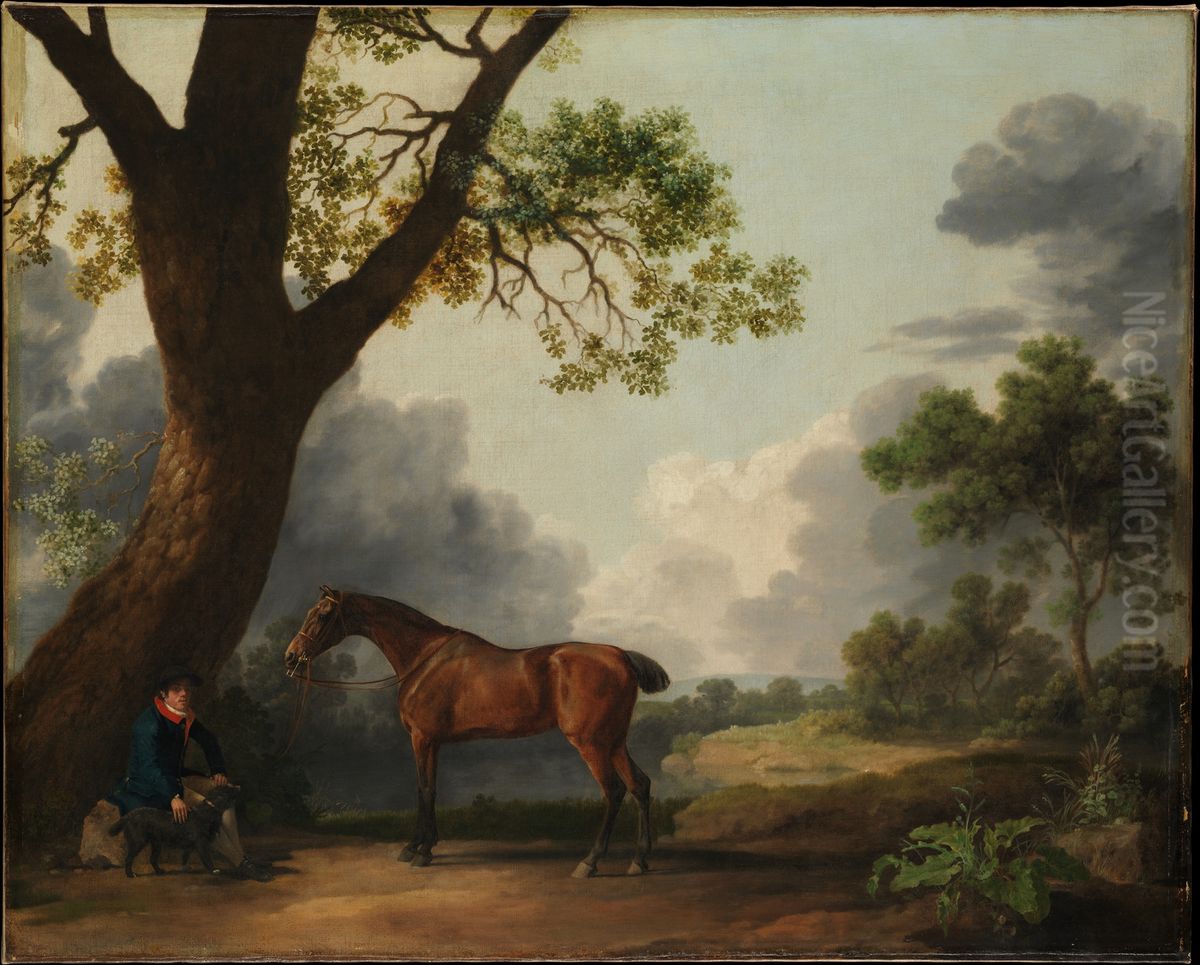 The Third Duke of Dorset's Hunter with a Groom and a Dog Oil Painting by George Stubbs