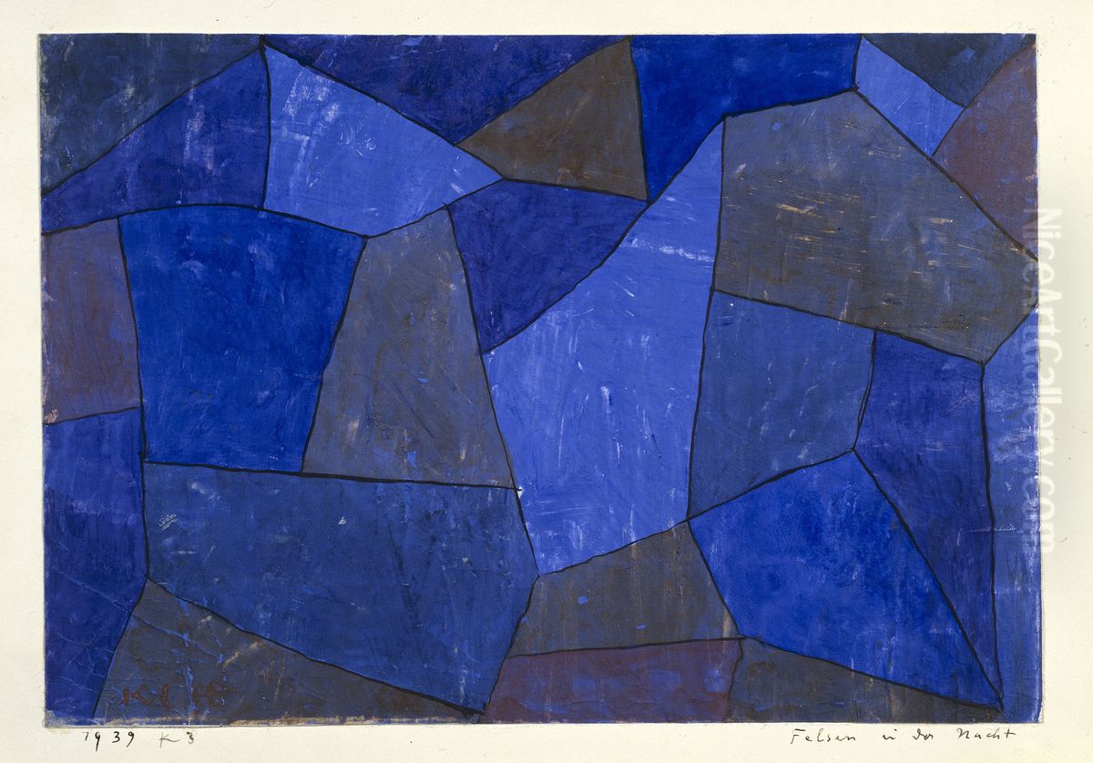 Felsen in der Nacht. Oil Painting by Paul Klee