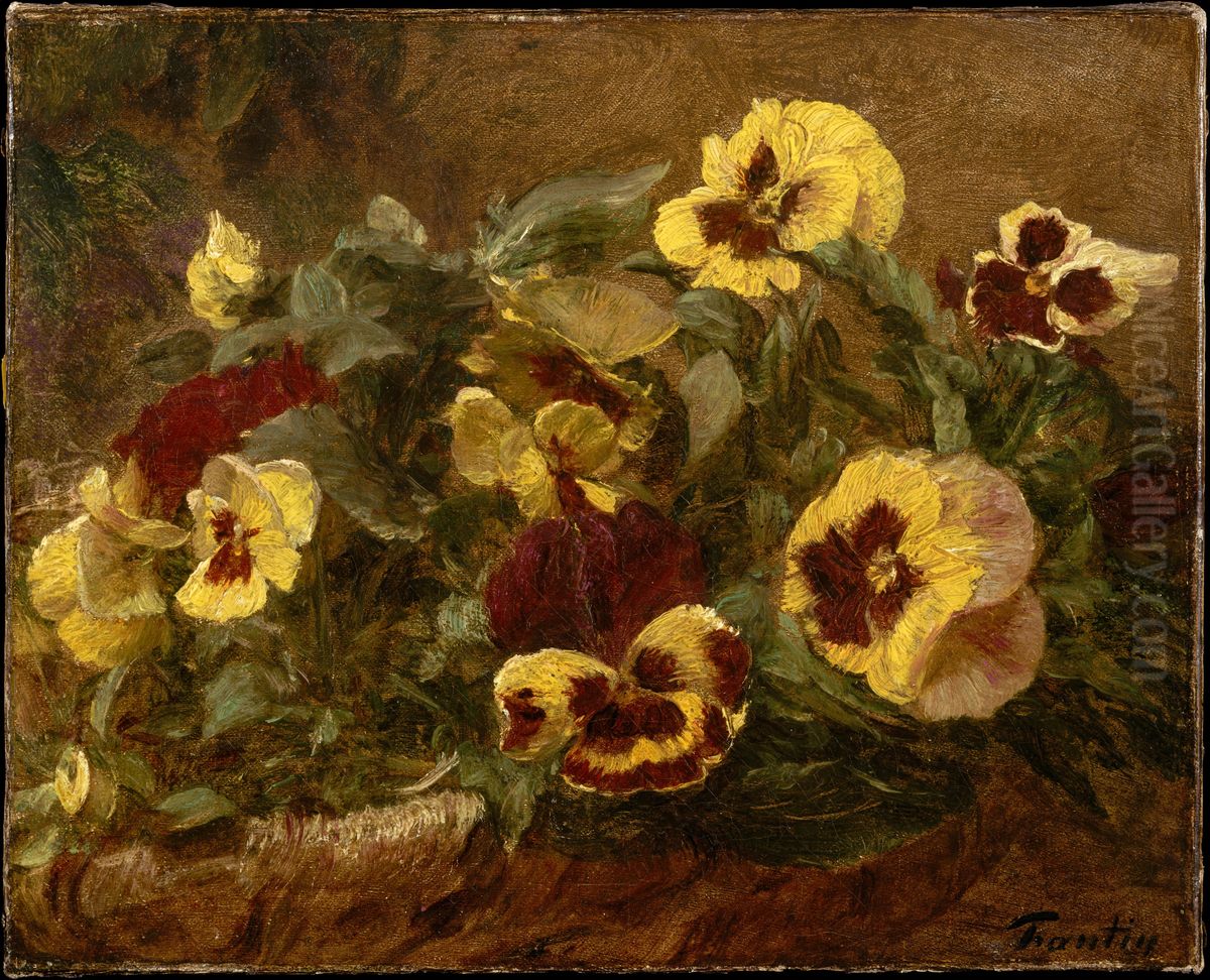 Pansies Oil Painting by Henri Fantin-Latour