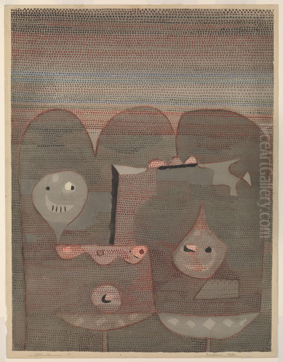 Barbarian Sacrifice. Oil Painting by Paul Klee