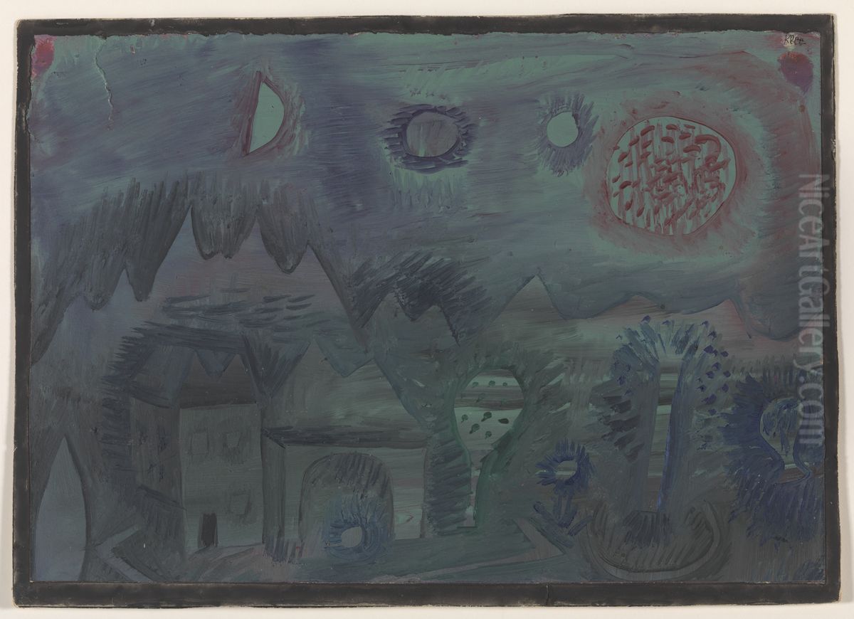 Signs in the Sky. Oil Painting by Paul Klee