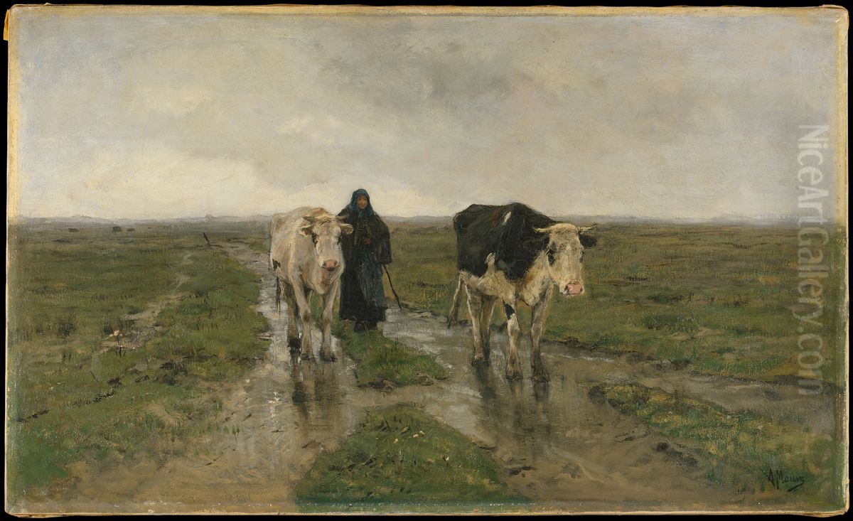 Changing Pasture Oil Painting by Anton Mauve
