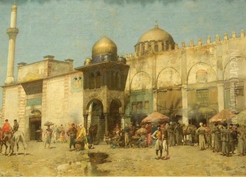 A Mosque Oil Painting by Alberto Pasini
