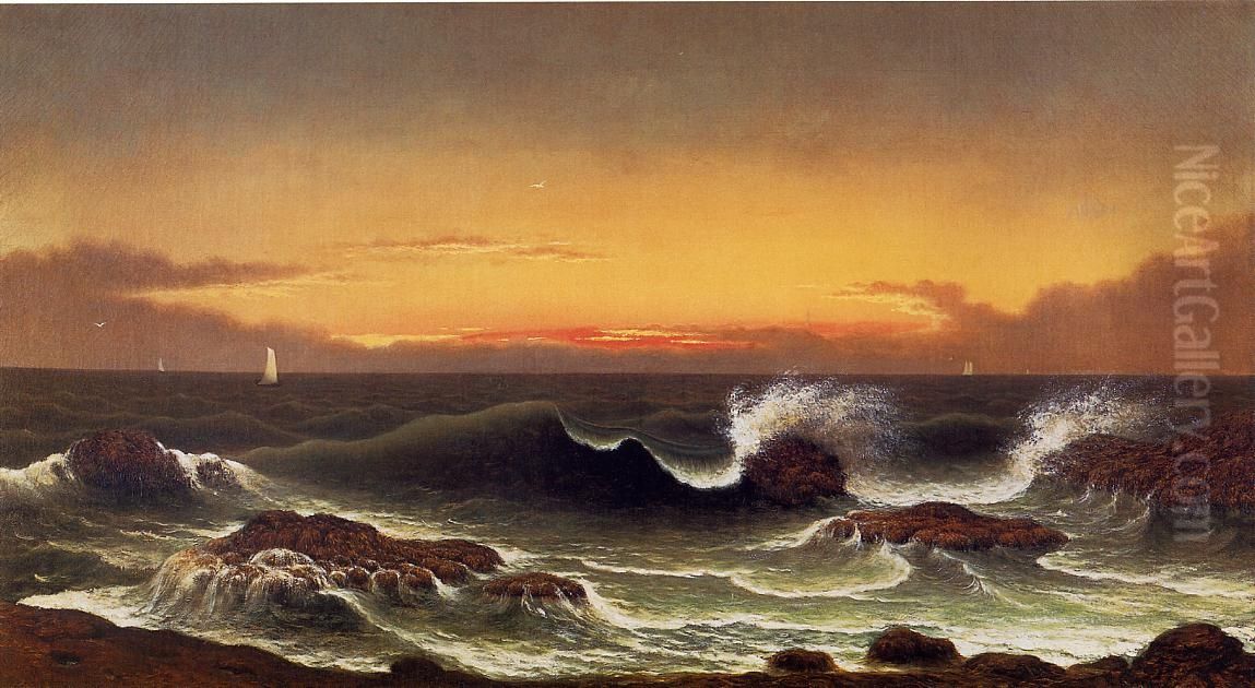 Seascape - Sunrise Oil Painting by Martin Johnson Heade
