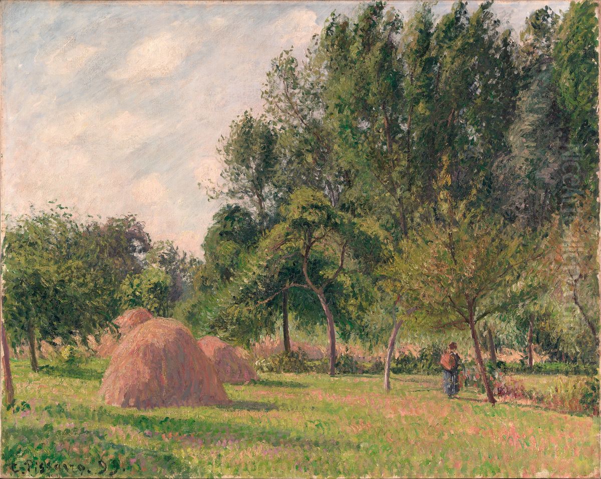 Haystacks, Morning, Eragny Oil Painting by Camille Pissarro