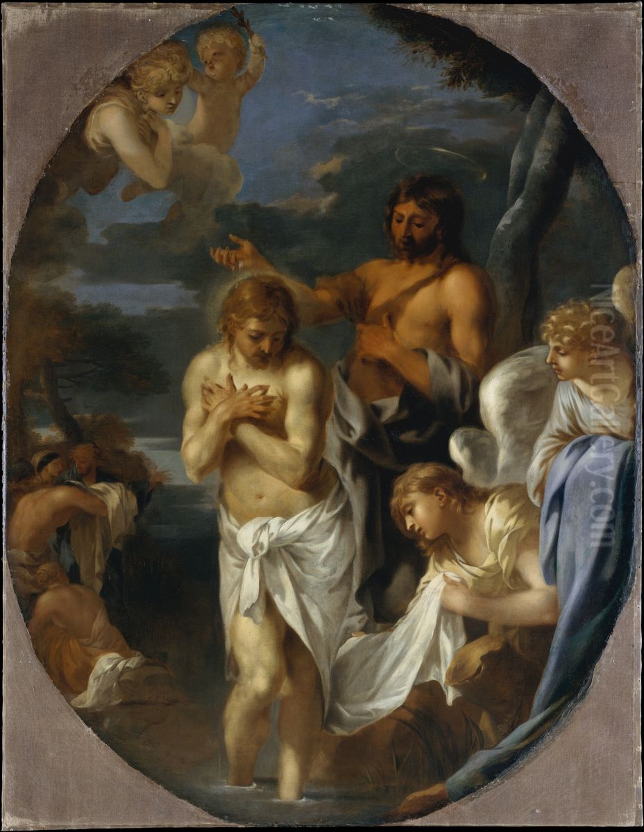The Baptism of Christ Oil Painting by Sebastien Bourdon