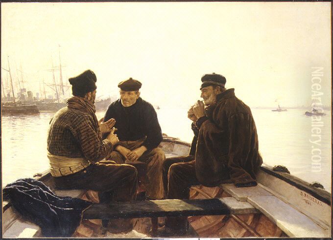 Boatmen of Barcelona Oil Painting by Dionisio Baixeras Verdaguer
